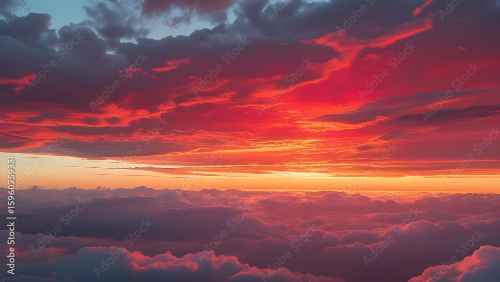 Fototapeta premium Sunset over clouds isolated on transparent background