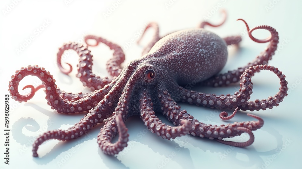 Obraz premium Stunning Detailed Octopus Render: Underwater Creature, Sea Life, 3D Model, Aquatic Animal