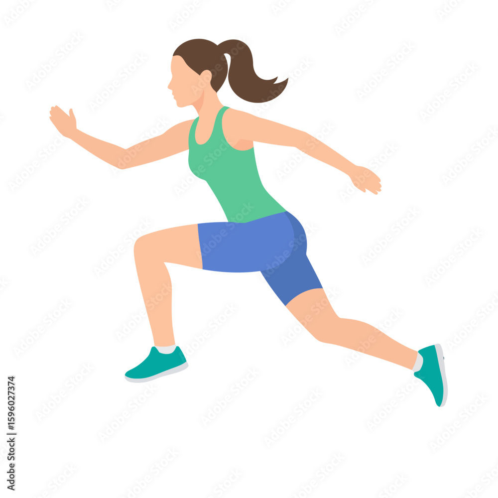 Fototapeta premium Active Woman in Running Athletic Pose