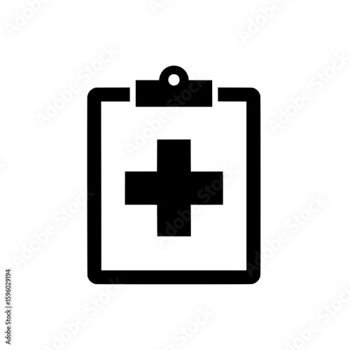 A vector icon of a medical clipboard with a plus sign, representing a patient chart or health record for analysis.