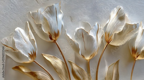 Dried Tulip Arrangement In Gold And White