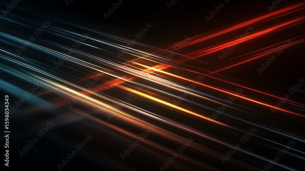 Abstract Glowing Light Trails with Blue and Orange Lines Abstract Glowing Light Trails with Blue and Orange Lines