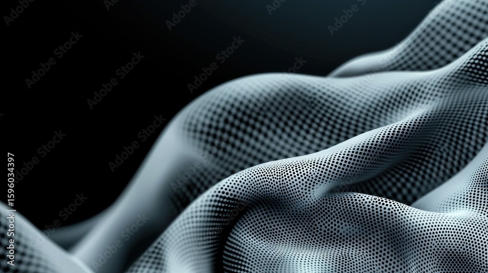 Naklejka premium Abstract flowing surface with halftone pattern against a dark background
