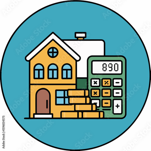 Clean and modern vector  mortgage calculator for home loan payments and property taxes or real estate investment planning tool use case