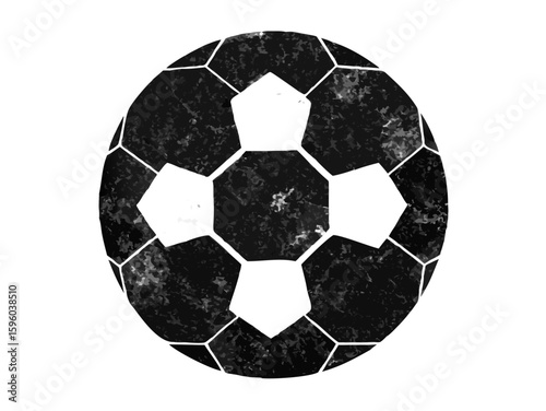 Grunge Texture Soccer Ball Graphic: Distressed Black and White Football for Sports, Urban Art, Team Play, and Athletic Themes

