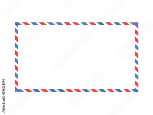 Mail Envelope Airmail Border Frame: Classic Red and Blue Striped Design for Letters, Invitations, Postcards, and Communication Themes

