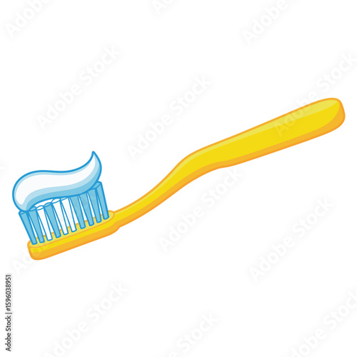 Yellow toothbrush with toothpaste ready for brushing teeth