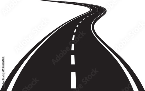Flat Style Road Stretch Vector Illustration