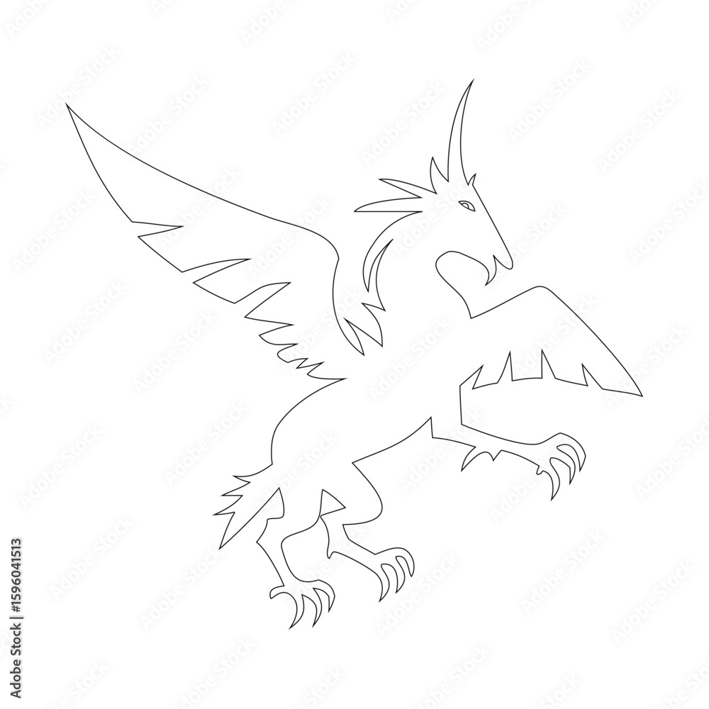 Obraz premium Rearing Winged Unicorn Dragon Silhouette