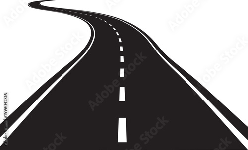 Flat Style Road Stretch Vector Illustration