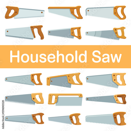 Collection of various hand saws for household use and diy projects