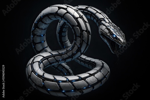 concept design of robot android snake isolated on black background