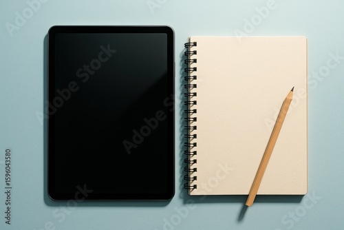 tablet and pencil with a lank space for text