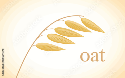 Illustration of a single stalk of golden oat grains against a soft yellow background