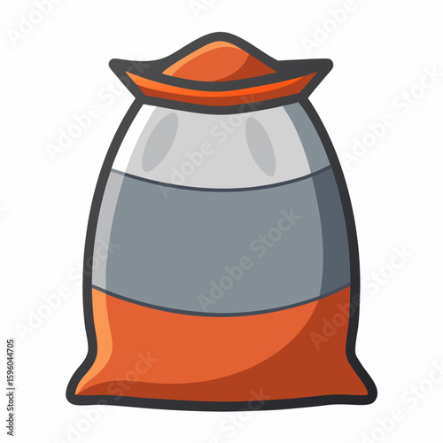 Cement bag illustration with gray and orange color scheme  