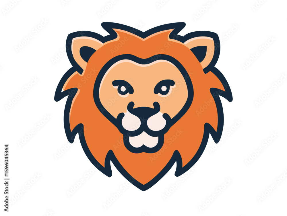 Obraz premium Bold Lion Head Logo Design for Brand Identity , A stylized, minimalist vector graphic of a lion's head. 