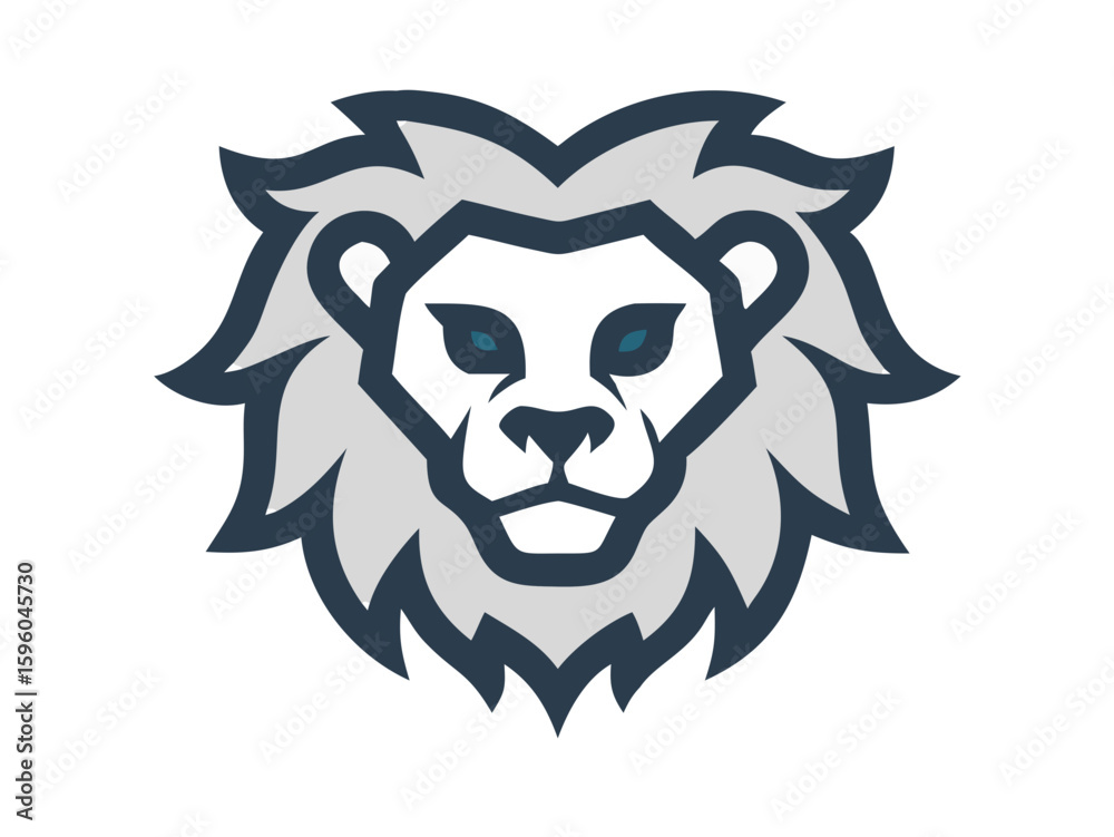 Fototapeta premium Bold Lion Head Logo Design for Brand Identity , A stylized, minimalist vector graphic of a lion's head. 