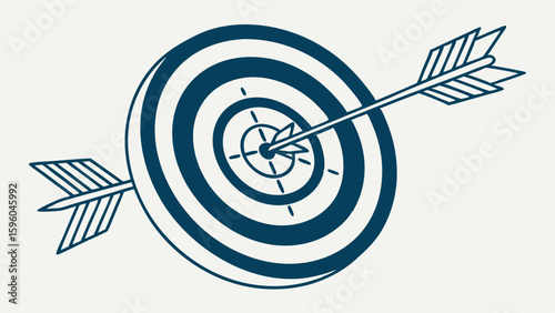 Blue Target with Arrow in the Center and Another Arrow Missed.