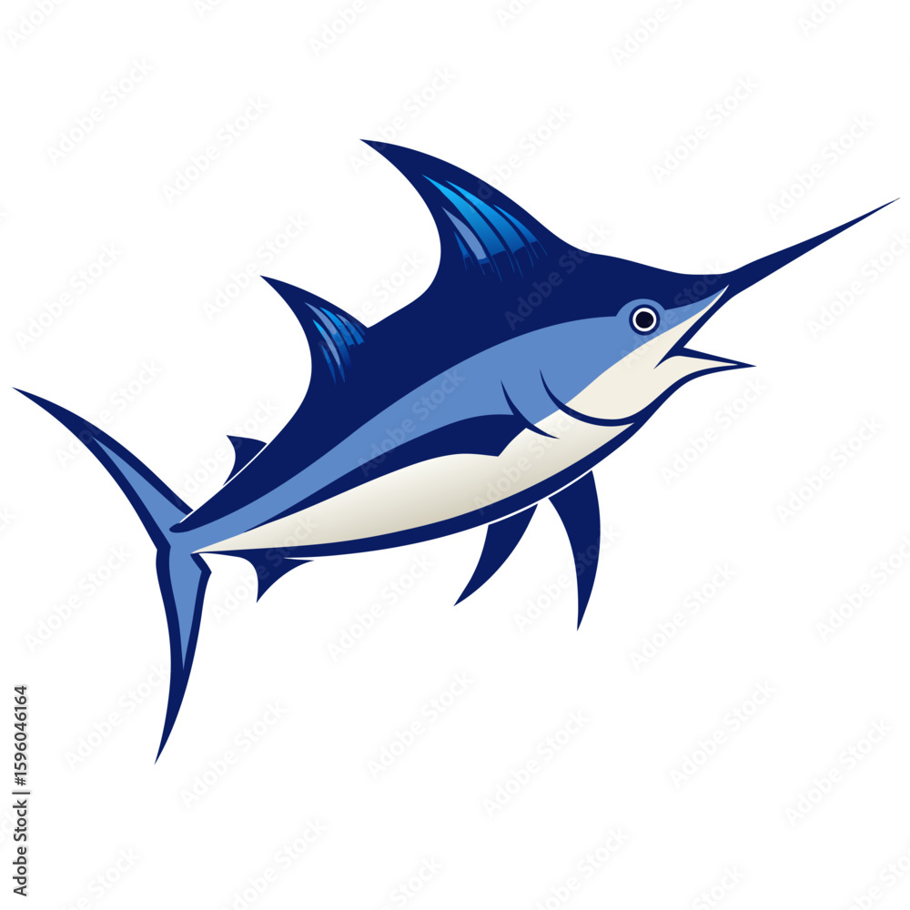 Fototapeta premium Marlin fish vector illustration perfect for posters, icon, t-shirts, cards, wall art prints and ai design.