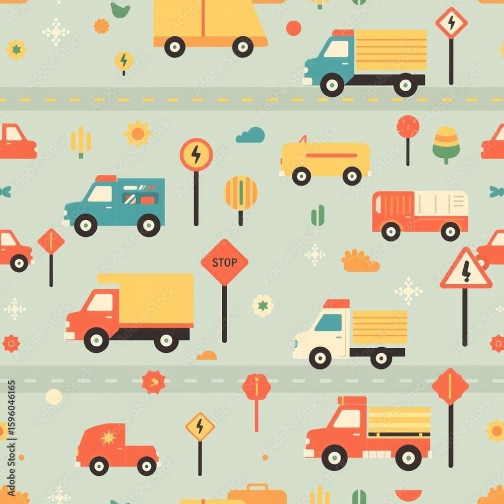 seamless pattern with cars seamless pattern with cars