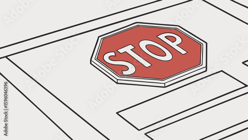 Cartoon Stop Sign on a Transparent Background.