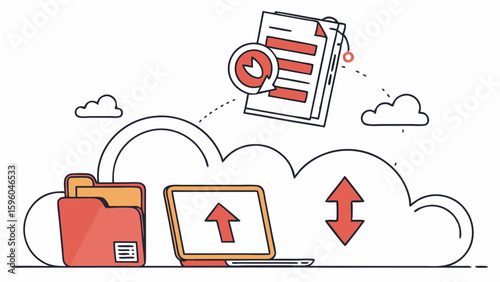 Cloud Computing Data Transfer Laptop Folder and Documents Uploading and Downloading.