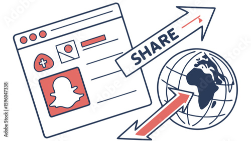 Global Social Media Sharing Illustration.