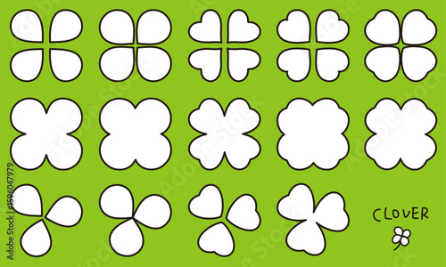 クローバーのアイコン素材集（ベクター,塗り,シルエット,CLOVER）