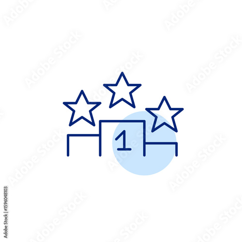 Champion podium and stars. Top performer, best in class. Pixel perfect, editable stroke vector icon