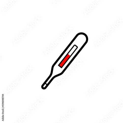 Digital thermometer with red fever indicator in a vector minimalist style. Measurement of temperature during illness