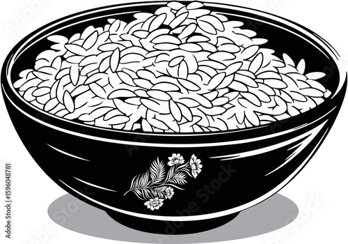 Rice Bowl black and white cli...