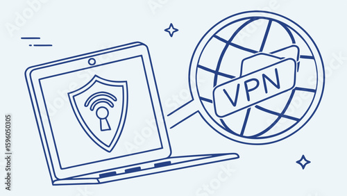 Secure VPN Connection on a Laptop.