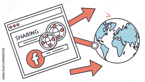 Social Media Sharing Concept with World and Arrows.