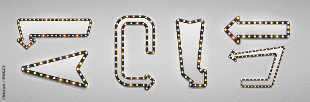Fototapeta premium Shining retro arrows. Vintage bright billboards for your design. Vector illustration.