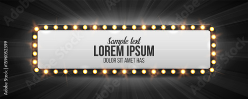 Shining retro billboard. Vintage bright sign board for your design. Vector illustration.