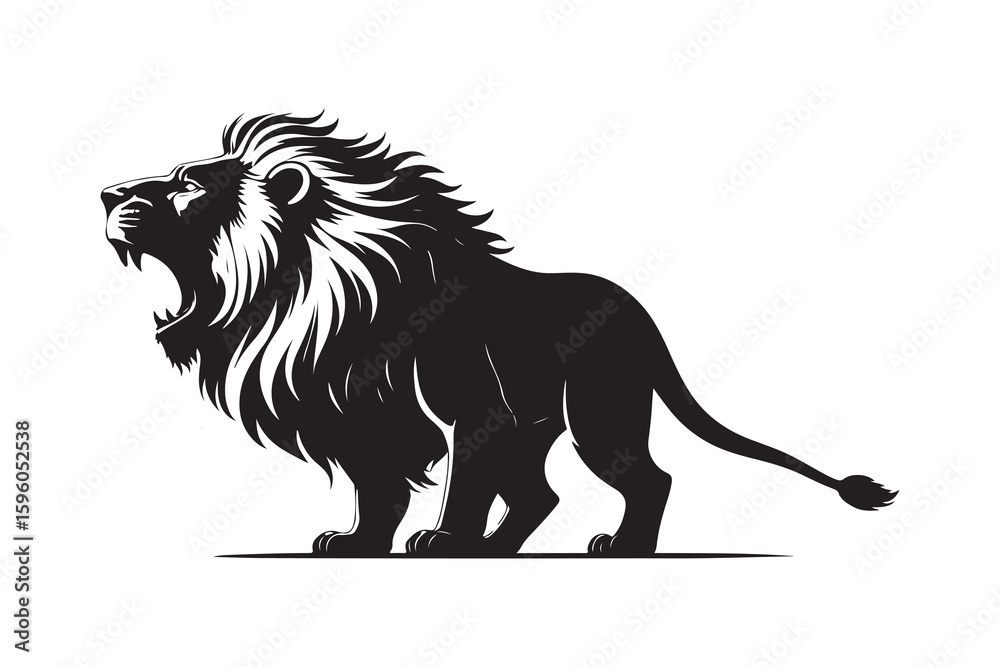 Obraz premium Roaring Lion Silhouette Illustration