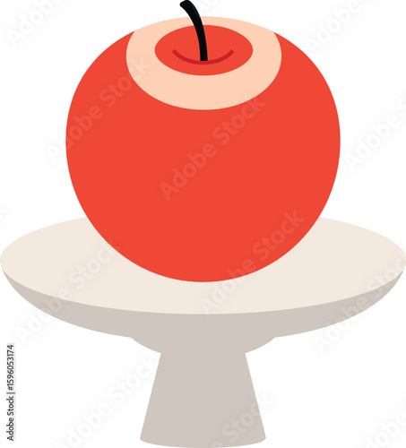 A peeled red apple placed on a traditional Korean ritual tray. This sacred presentation is often seen on ancestral altars, representing purity, respect, and seasonal fruit offering.