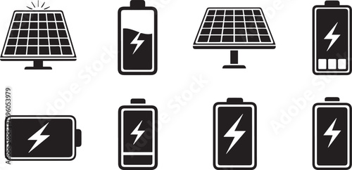 Renewable Battery Vector Set | Sustainable Energy Storage & Green Power Illustration