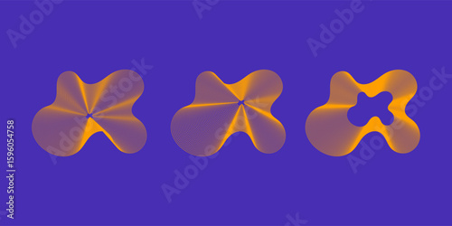 Abstract ripple shapes with contour lines. Vector elements inspired by soundwaves, movement, and topography.