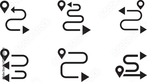 Delivery Route Vector Set | Logistics & Transportation Map Illustration