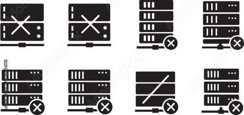 Server Downtime Vector Set | Network Outage & System Failure Illustration