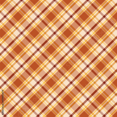 Plaid with twill weave seamless pattern in brown.Autumn fall tartan checkered seamless pattern.Vector illustration geometric background for fabric and prints.