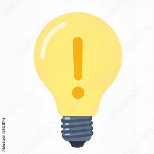 Light bulb with exclamation mark representing idea and innovation  