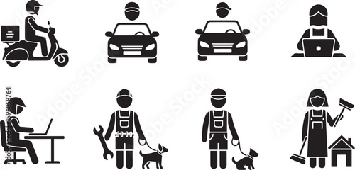 Gig Economy Worker Vector Set | Modern Freelance & On-Demand Job Illustration