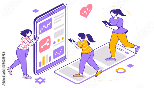 vector illustration of people having their mobile phones