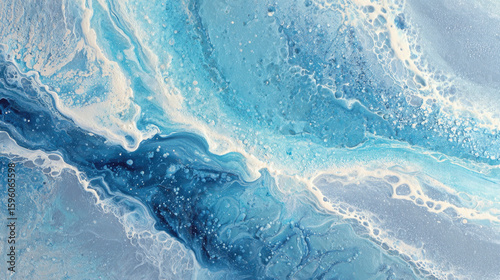 Soothing abstract background featuring swirling tones of icy blue, pale aqua, and frosted white to create a cool serene visual atmosphere.