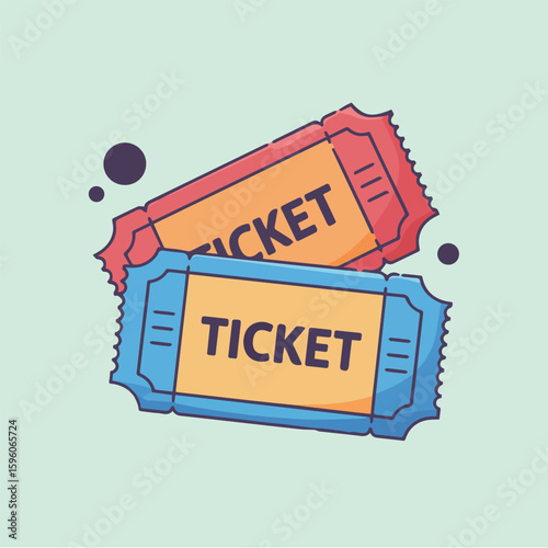 Clean and modern vector  tickets vector graphic illustration for event entry pass admission concert movie show raffle and theater 100