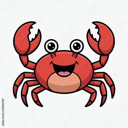 Clean and modern vector  cartoon cute red crab vector illustration drawing for kids and design art sea animal character image design
