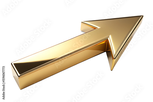 A gleaming gold arrow pointing to the right, isolated on a transparent background