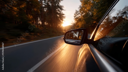 Wallpaper Mural Journey traveler driving along scenic route with golden light reflecting on asphalt Torontodigital.ca